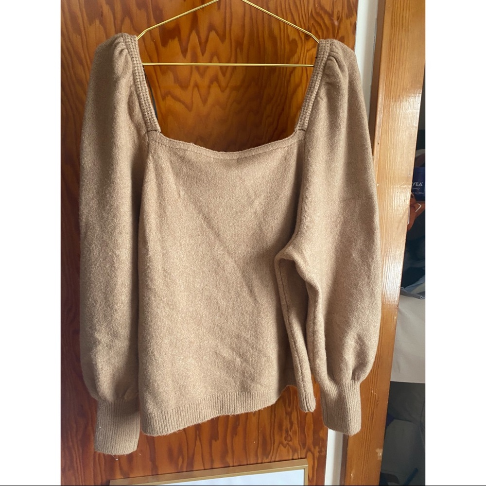 H&M Puff Sleeve Sweater - Beige, XXL